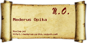 Mederus Opika névjegykártya